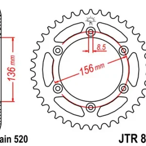 Kettenrad Aluminium mit Schlammnut 46 bis 53 Zähnen - (520) Preiswert
