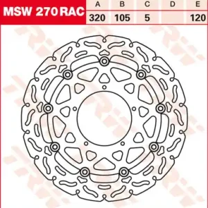 TRW Lucas Racing Bremsscheibe schwimmend vorn MSW 270 RAC mit ABE passend für Aprilia SXV 550 Bj. 05 Ausverkauf