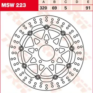 Jetzt Bestellen TRW Lucas Bremsscheibe schwimmend vorn MSW 223 mit ABE passend für Suzuki TL 1000 R Bj. 98-99