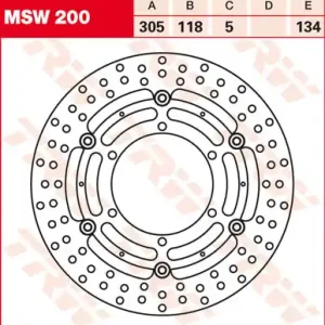 Wochenendangebot TRW Lucas Bremsscheibe schwimmend vorn MSW 200 mit ABE passend für BMW R 850 RT, ABS Bj. 95-01