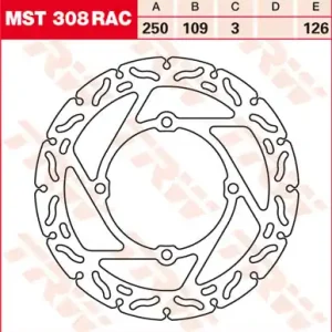 Preisreduziert TRW Lucas Racing Bremsscheibe vorn MST 308 RAC mit ABE passend für Kawasaki KX-F 250 Bj. 06-12