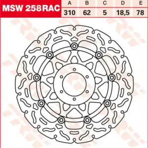 TRW Lucas Racing Bremsscheibe schwimmend vorn MSW 258 RAC mit ABE passend für Honda X- 1100 Eleven B Sonderangebot
