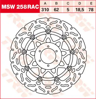TRW Lucas Racing Bremsscheibe schwimmend vorn MSW 258 RAC mit ABE passend für Honda X- 1100 Eleven B Sonderangebot