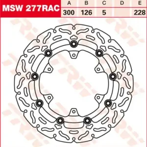 TRW Lucas Racing Bremsscheibe schwimmend vorn MSW 277 RAC mit ABE passend für KTM 990 Adventure, R, Versand Am Gleichen Tag