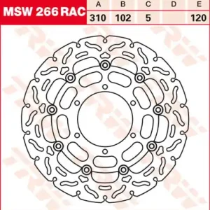 Begrenztes Angebot TRW Lucas Racing Bremsscheibe schwimmend vorn MSW 266 RAC mit ABE passend für Suzuki GSXR 750 Bj. 08