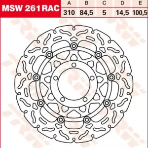 TRW Lucas Racing Bremsscheibe schwimmend vorn MSW 261 RAC mit ABE passend für Triumph 675 Street Tri Kostenfreie Lieferung