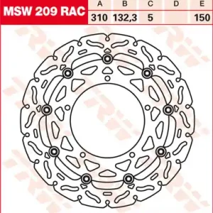 Must-Have TRW Lucas Racing Bremsscheibe schwimmend vorn MSW 209 RAC passend für Yamaha YZF 1000 R1, TCS Bj. 12