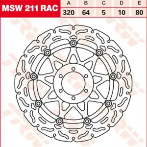 Neue Ware TRW Lucas Racing Bremsscheibe schwimmend vorn MSW 211 RAC mit ABE passend für Bimota DB4 900 Bj. 98-