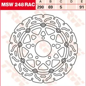 TRW Lucas Racing Bremsscheibe schwimmend vorn MSW 248 RAC mit ABE passend für Suzuki SV 650 , S Bj. Kostenloser Rückversand