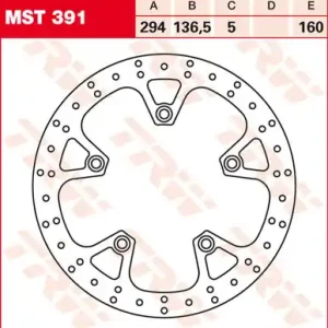 TRW Lucas Bremsscheibe hinten MST 391 mit ABE passend für BMW K 1300 GT ABS Bj. 08-11 Neu Im Sortiment