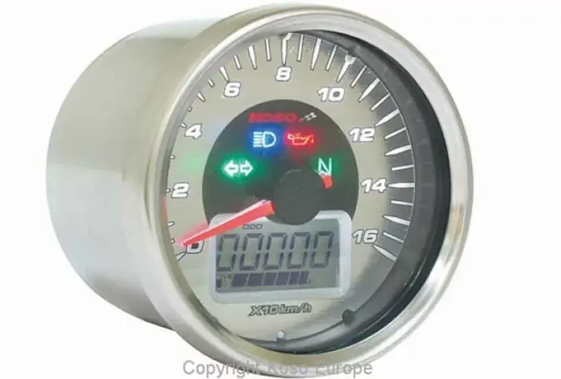 KOSO D64-S LCD Tachometer GP Style rund universal verchromt Sale
