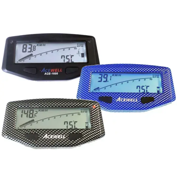 Acewell ACE-1600 Digitalinstrument carbon-blau Tacho DZM, Temp., Laptimer, Uhr & Tankanzeige Jetzt Kaufen