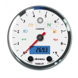 Highlight ACEWELL Analog DZM 9000rpm Digital Tacho Ring chrom Zifferblatt weiss Gehäuse chrom