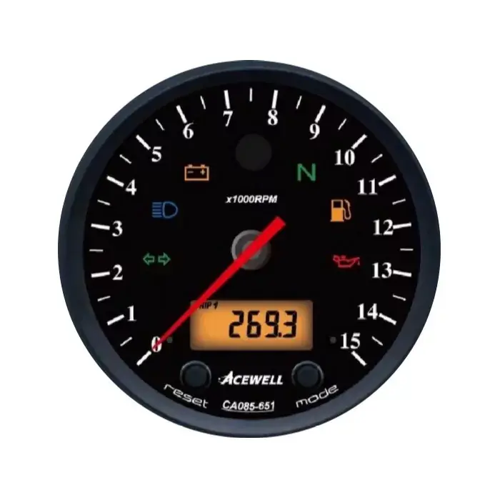 Preisreduziert ACEWELL Analog Drehzahlmesser 15000rpm & Digital Tacho schwarz