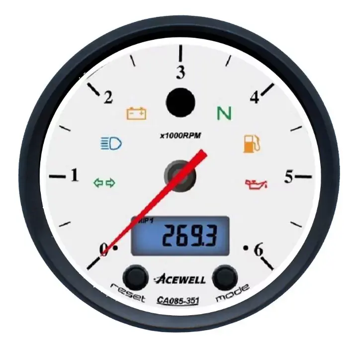 ACEWELL Analog DZM 6000rpm mit Digital Tacho schwarz/weiß Beliebt