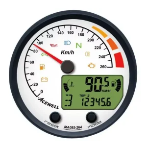 Geprüft ACEWELL Analog Tacho 260 Km/h mit digitalem Drehzahlmesser und ABE