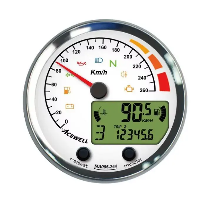 ACEWELL Analog Tacho 260 Km/h Digital DZM Chrom Weiss Knallerangebot