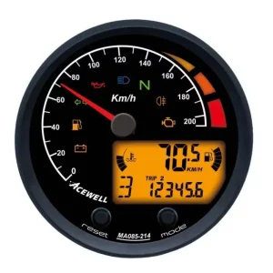 Sonderaktion ACEWELL Analog Tacho 210 Km/h mit Digital DZM – schwarz