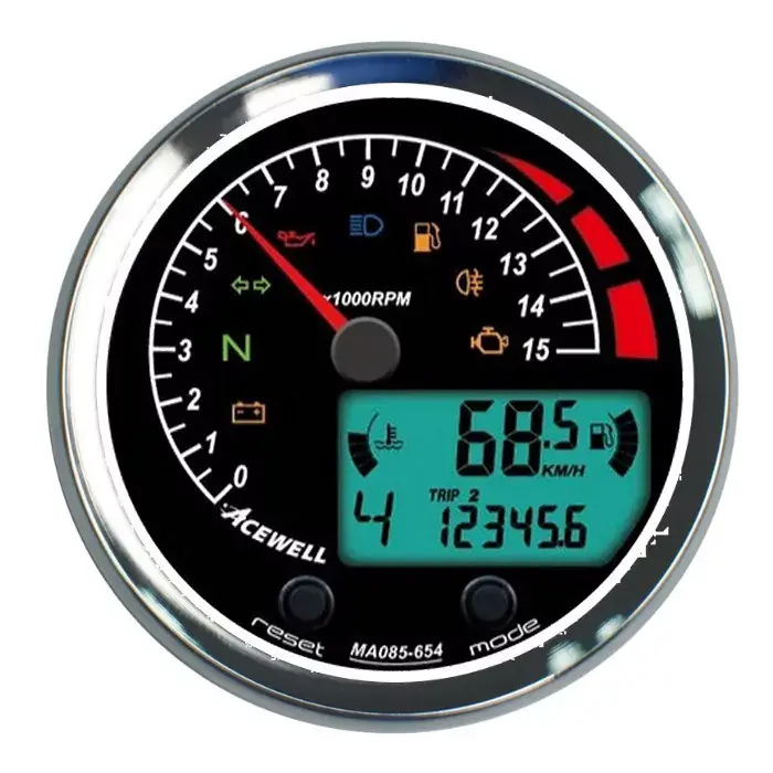 ACEWELL Analog Drehzahlmesser & Digital Tacho Ring chrom mit schwarzem Gehäuse Angebot