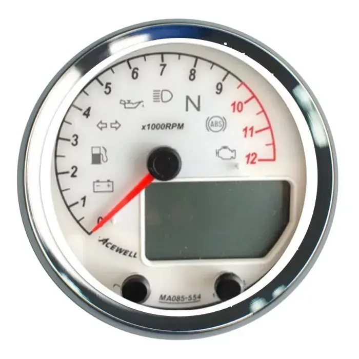 ACEWELL Analog DZM 12000rpm mit Digital Tacho – Ring und Gehäuse chrom, Zifferblatt weiß Sichere Zahlung