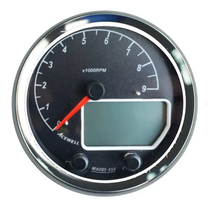 Schnäppchen ACEWELL Analog DZM 9000rpm und Digital Tacho Ring chrom Zifferblatt schwarz Gehäuse chrom