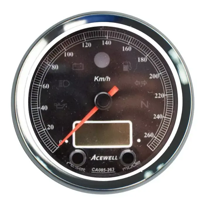 ACEWELL Analog Tacho 260 Km/h mit Digital DZM Ring chrom und Gehäuse chrom Preis Gesenkt