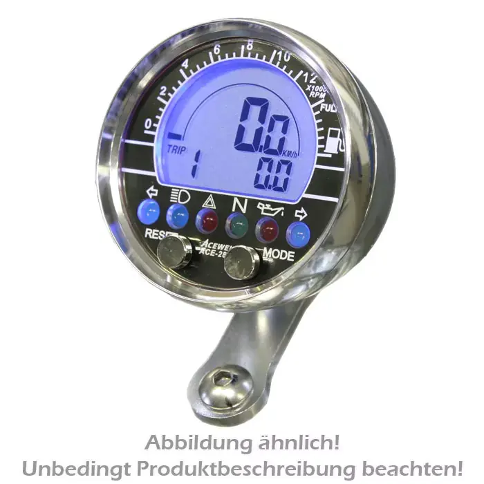 Neue Ware Acewell Multifunktionelles Digitalinstrument alu-poliert Aufbau-Tacho Drehzahlmesser-Uhr
