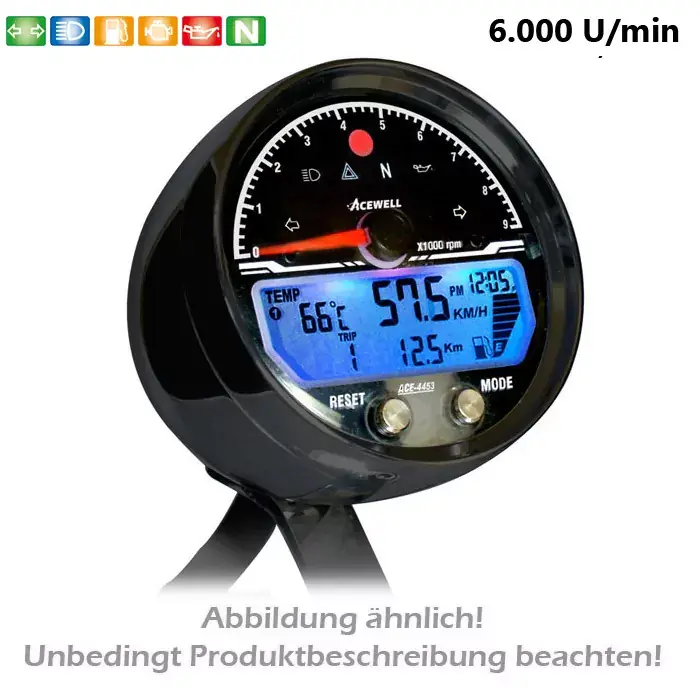 Acewell Multifunktionelles Digitalinstrument Tachometer DZM 6000 RPM Kostenloser Rückversand