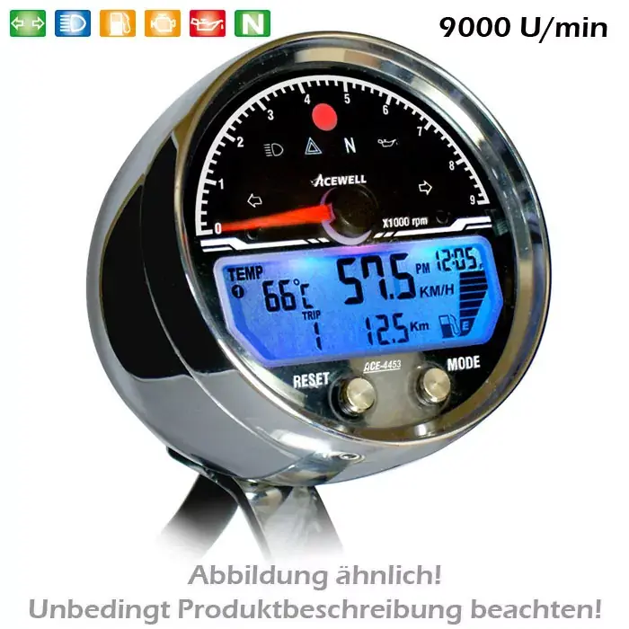 Acewell Digitalinstrument Tachometer mit Drehzahlmesser, Uhr & Tankanzeige Wochenendangebot