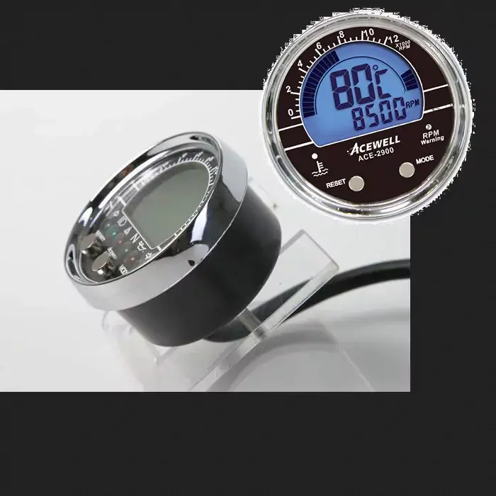 Acewell ACE-2900 Digitalinstrument in Chrom – Drehzahlmesser, Uhr & Temperatur Knallerangebot