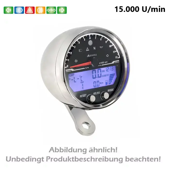 Schnäppchen Acewell Digital Tachometer mit DZM, Uhr & Tankanzeige