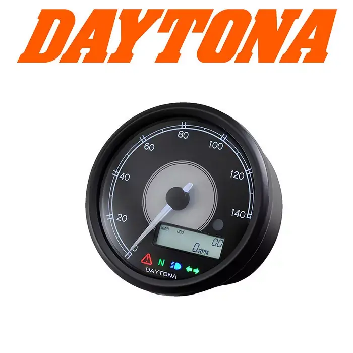 Daytona Velona80 Tachometer & DZM bis 140 km/h Ø 80mm mit Uhr und Voltanzeige Sonderangebot