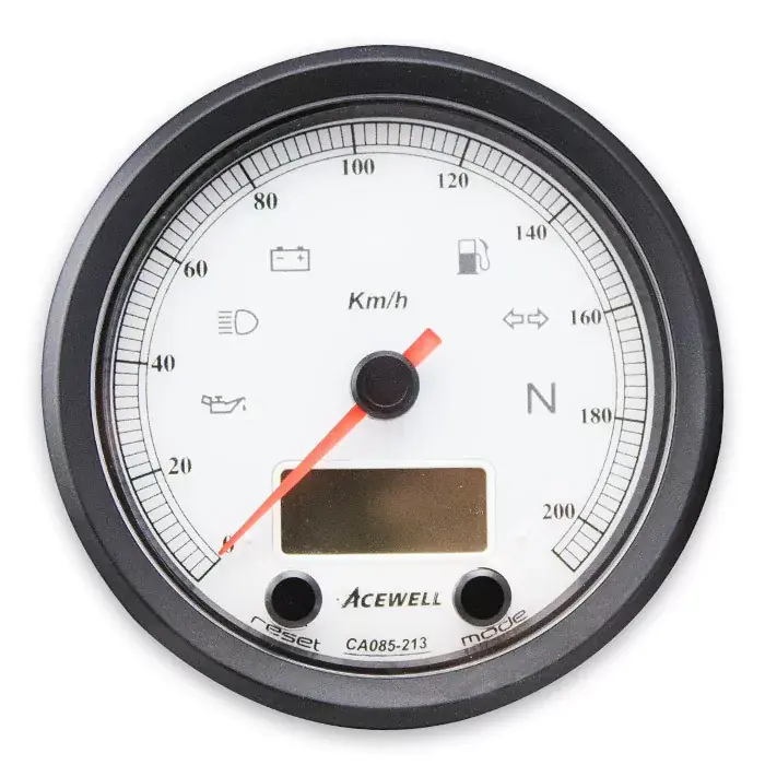 Sofort Bestellen ACEWELL Analog Tacho 210 Km/h mit Digital DZM – Zifferblatt weiß, Gehäuse schwarz