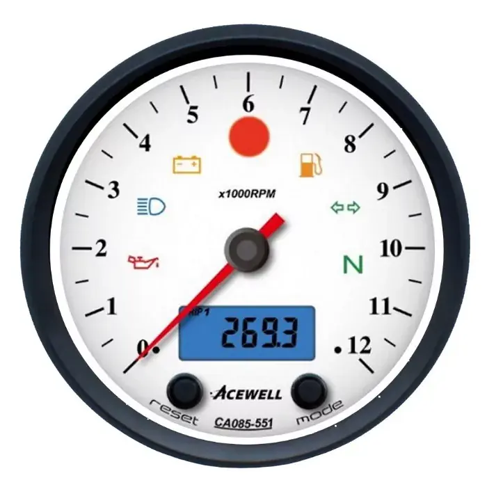 ACEWELL Analog Drehzahlmesser 12000rpm & Digital Tacho schwarz Echt