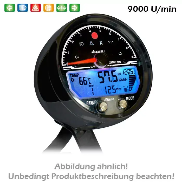 Acewell Multifunktionelles Digitalinstrument ACE-4000 alu-schwarz Tachometer & Drehzahlmesser Heißes Angebot
