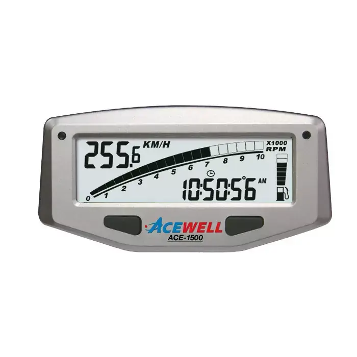 Acewell ACE-1500 Digitalinstrument in Silber – Tachometer, Drehzahlmesser, Uhr & Tankanzeige mit blauer Beleuchtung Geprüft
