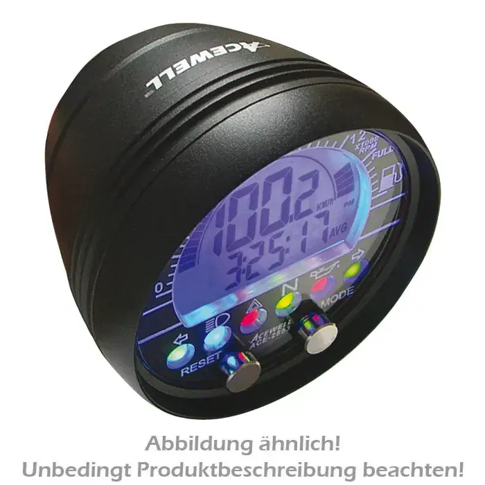 Multifunktionelles Digitalinstrument Alu-Schwarz Aufbau-Tacho mit Drehzahlmesser und Uhr Bestseller