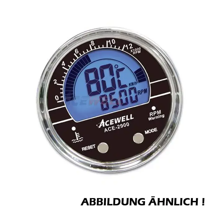 Acewell ACE-2900 Digitalinstrument carbon-blau Drehzahlmesser mit Temperaturanzeige Markenprodukt