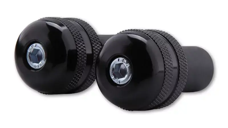 Gratis Versand SHIN YO Lenkerendgewichte schwarz gerändelt passend für Stahllenker