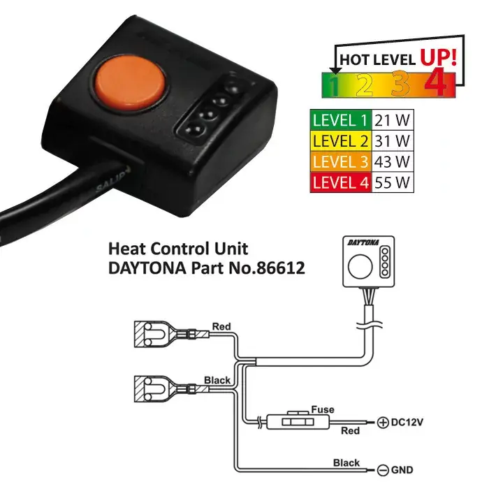 Schalter Heizgriffe Daytona 4-fach verstellbar neue Version Type-A (86612) Highlight