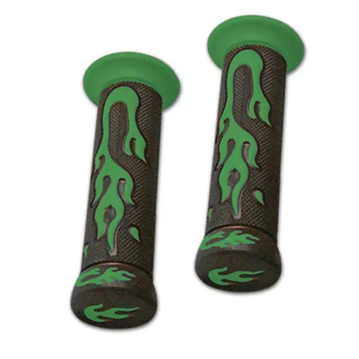 ATV Gummi Griffe "Flame" schwarz-grün geschlossen 22mm L=130mm Mega-Angebot