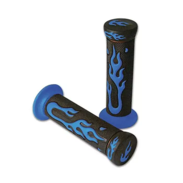 ATV Gummi Griffe Flame schwarz-blau 22mm geschlossen Preisknaller