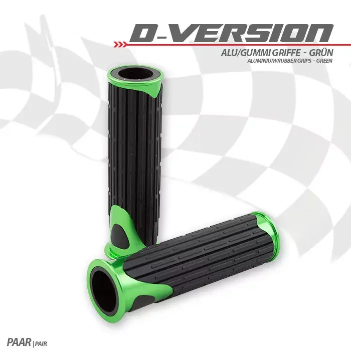 Sonderaktion Alu/Gummi-Griffe D-Version grün 22mm Ende offen