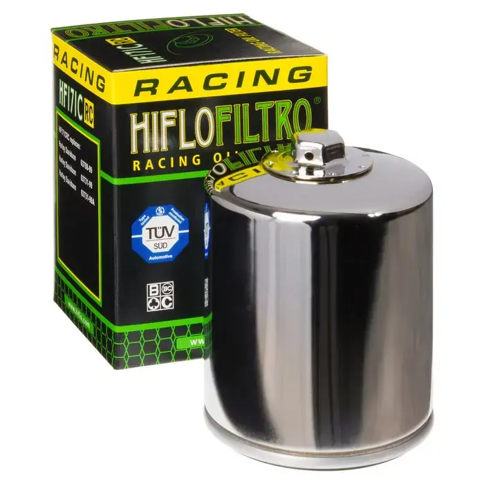 Hiflo Ölfilter HF171CRC Racing Chrom passend für Harley Davidson und Buell Modelle Zertifiziert