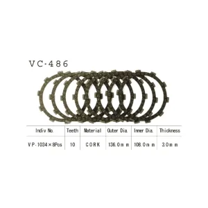 Sonderangebot Vesrah Kupplungslamellen-Kit passend für Kawasaki KX125, KDX200