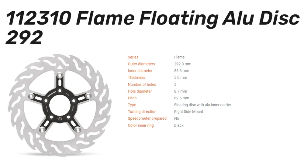 Moto-Master Bremsscheibe Flame Floating Alu-Disc vorn rechts passend für Harley Davidson - 112310 Billig