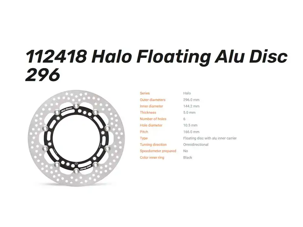 Moto-Master Bremsscheibe Halo Floating Alu Disc passend für Honda - 112418 Gratis Versand