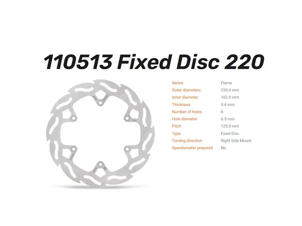 Highlight Moto-Master Bremsscheibe 110513 hinten Flame Factory 4.4mm passend für Gas Gas / KTM