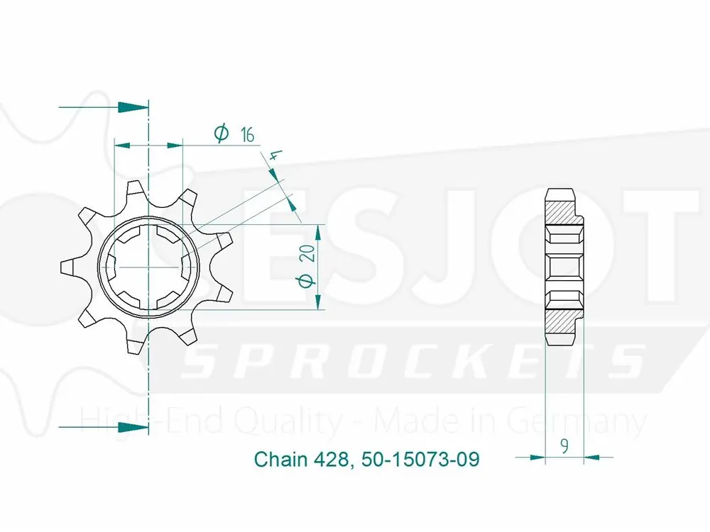 Kettenritzel Ritzel Stahl 9 Zähne (428) passend auf Sherco SY 125 Scorpy / XY 125 Preisknaller