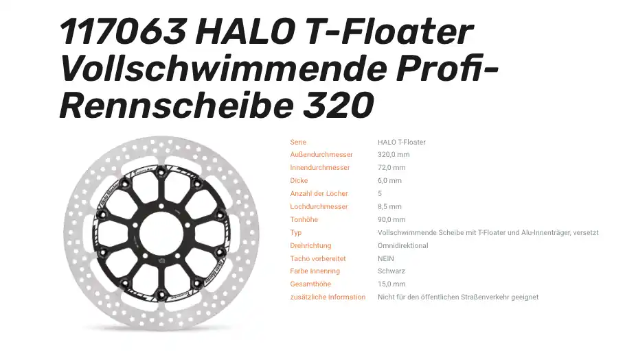 Angebot Moto-Master schwimmende Profi-Rennscheibe Halo T-Floater passend für Ducati - 117063